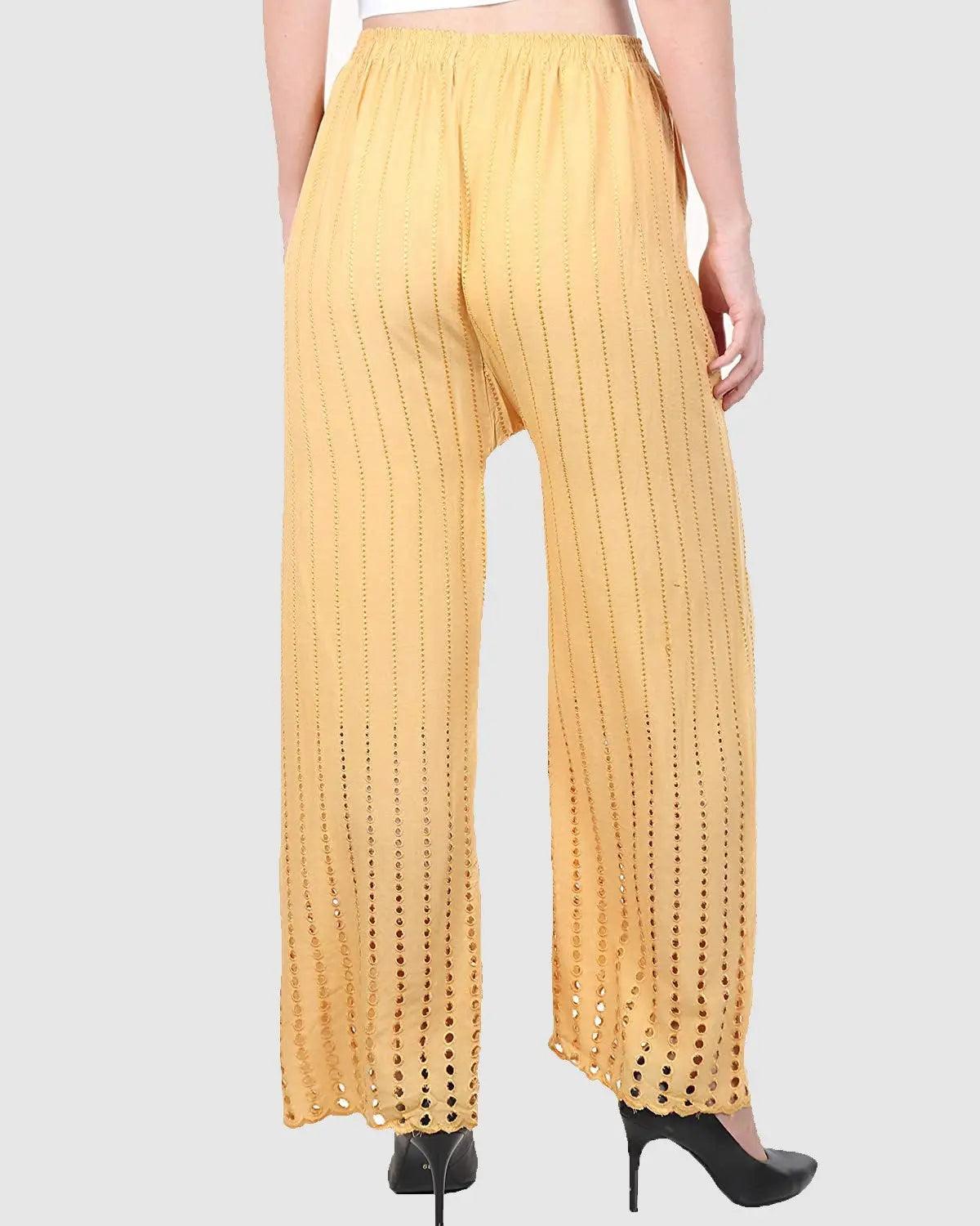 Women's Beige Chicken Rayon Palazzo Flaired Pants wrinkle free