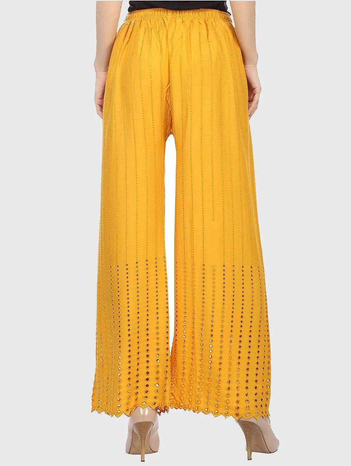 Women's Mustard Chicken Rayon Palazzo Flaired Pants wrinkle free