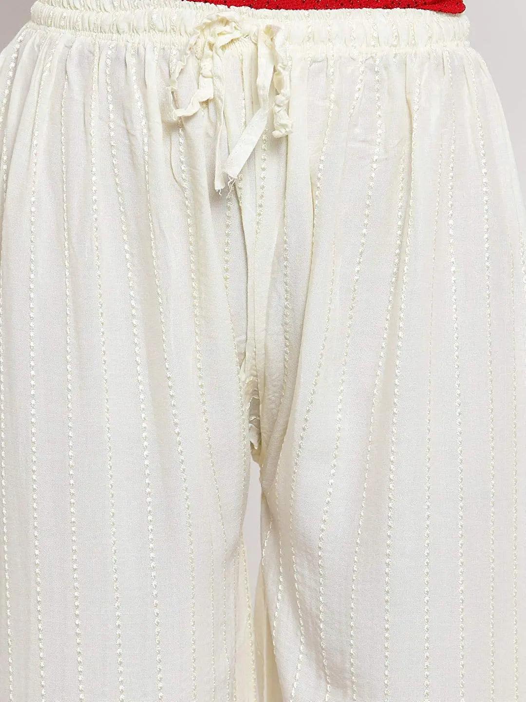 Women's Cream Chicken Rayon Palazzo Flaired Pants wrinkle free