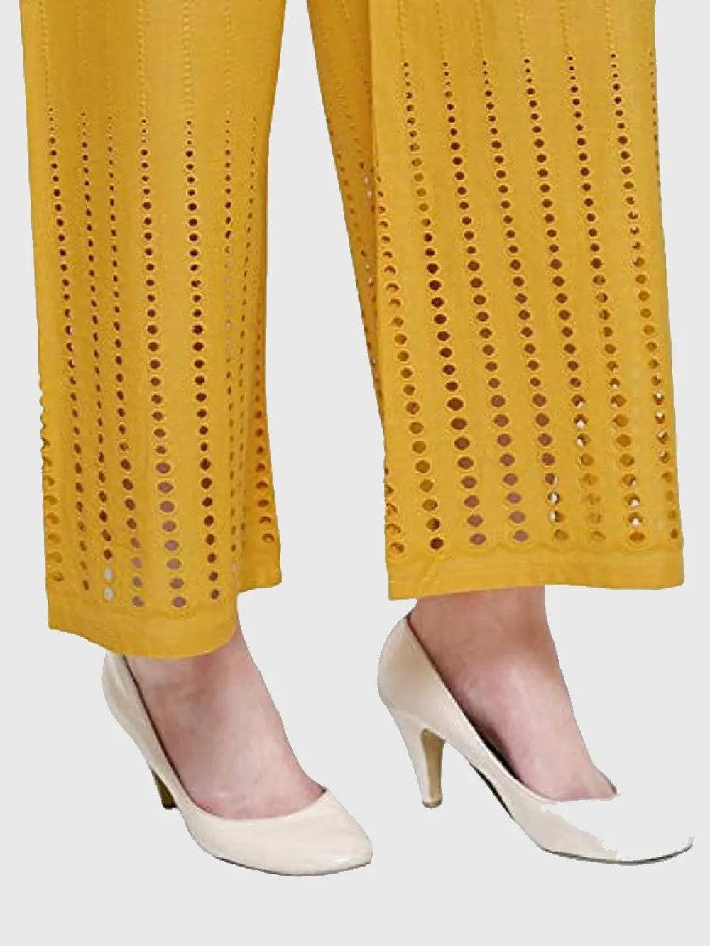 Women's Yellow Chicken Rayon Palazzo Flaired Pants wrinkle free