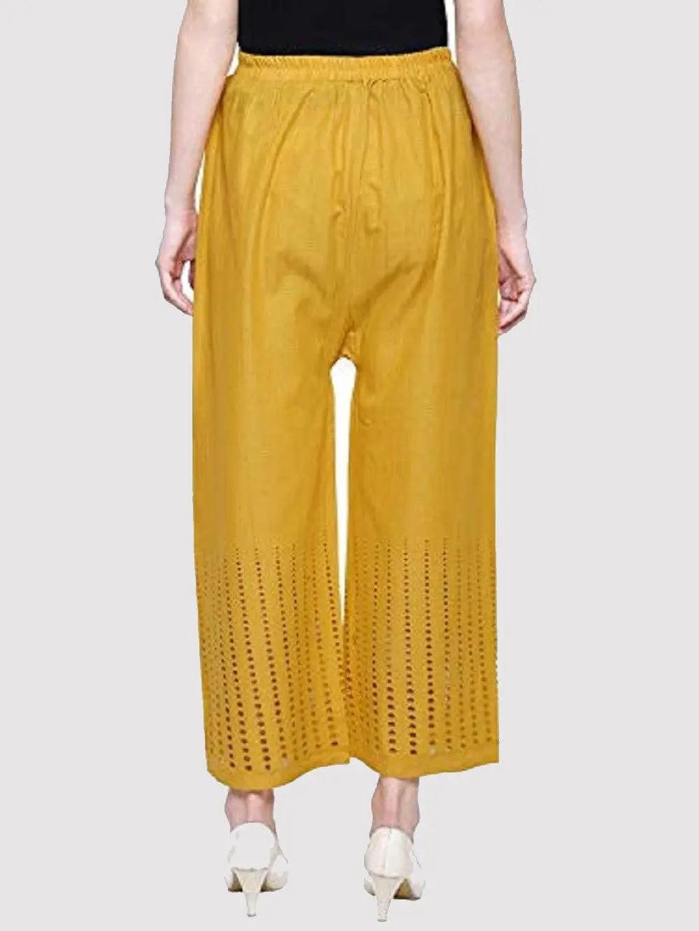 Women's Yellow Chicken Rayon Palazzo Flaired Pants wrinkle free