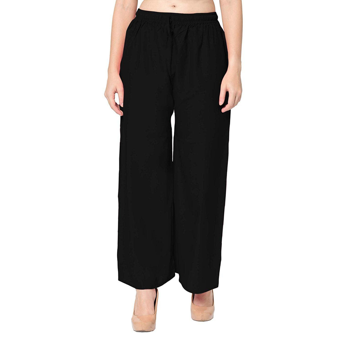Woman's Rayon Plain Black Palazzo Default Title