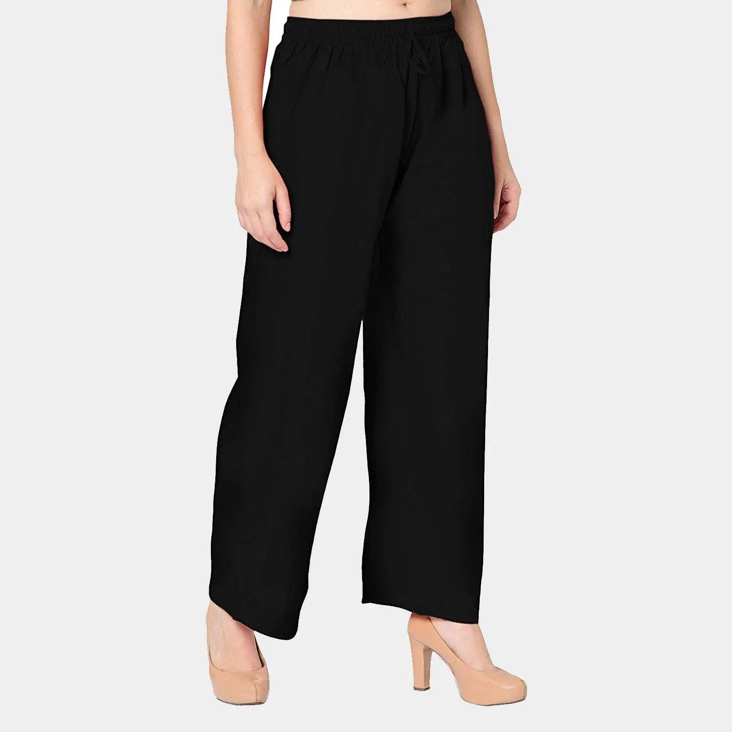 Women's Black Plain Rayon Palazzo