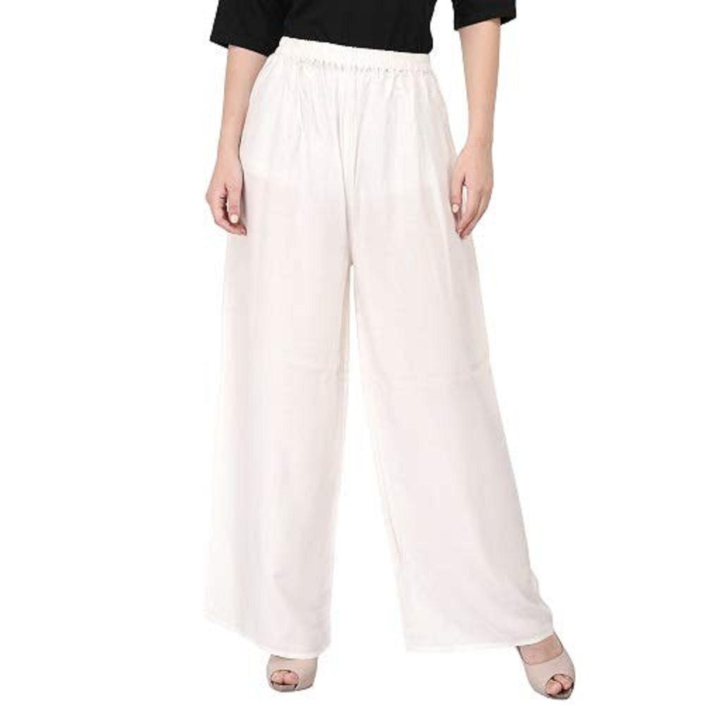 Woman's Rayon Plain White Palazzo Default Title