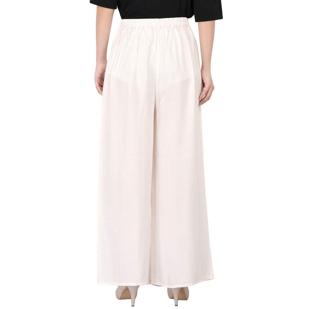 Woman's Rayon Plain White Palazzo