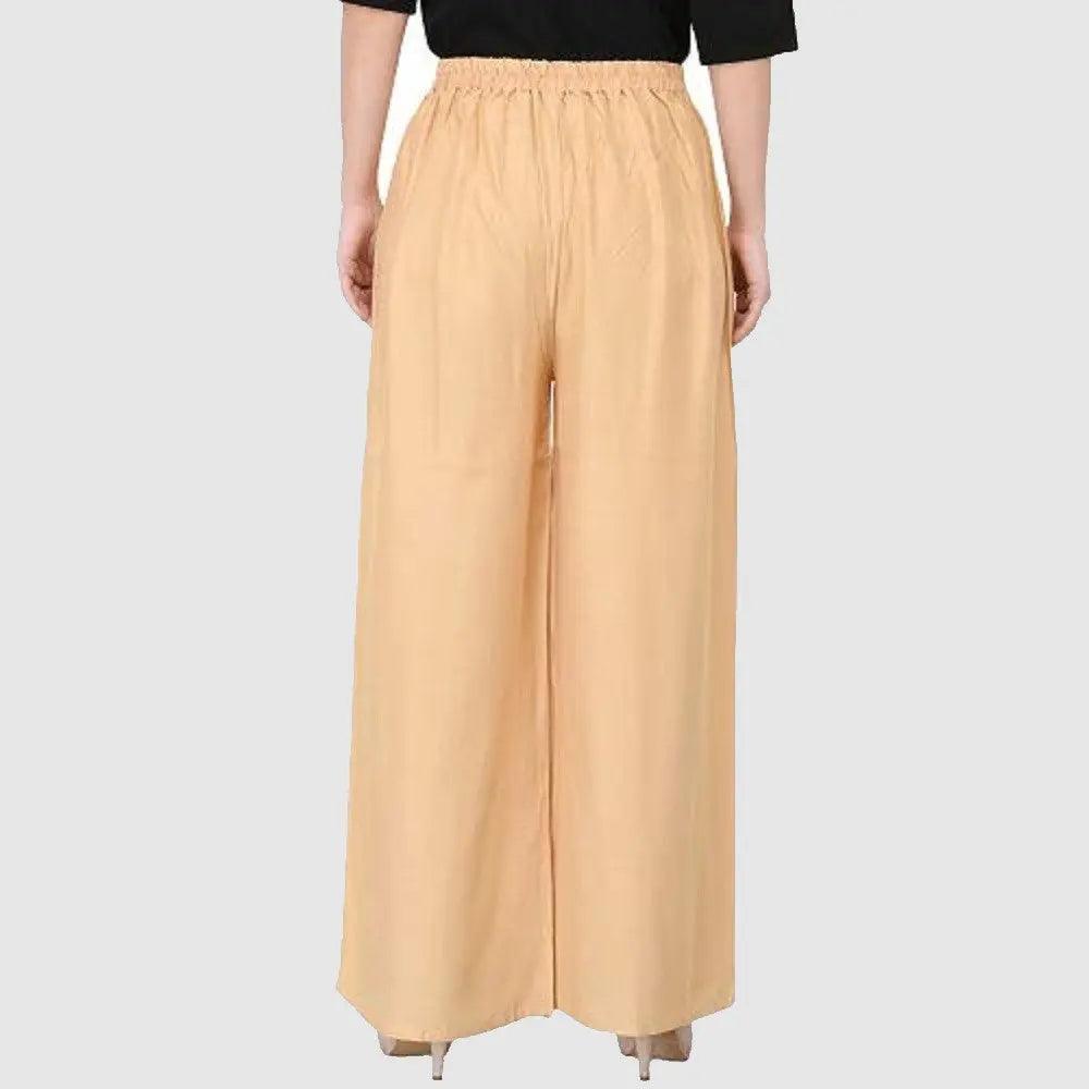 Women's Beige Plain Rayon Palazzo