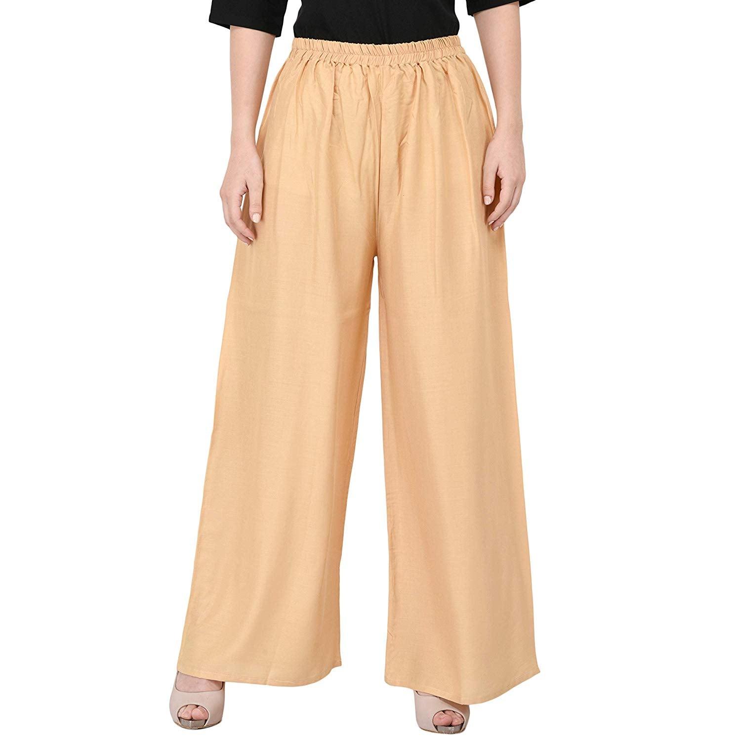 Woman's Rayon Plain Beige Palazzo Default Title