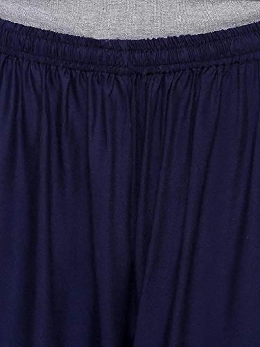 Women's Navy Blue Plain Rayon Palazzo