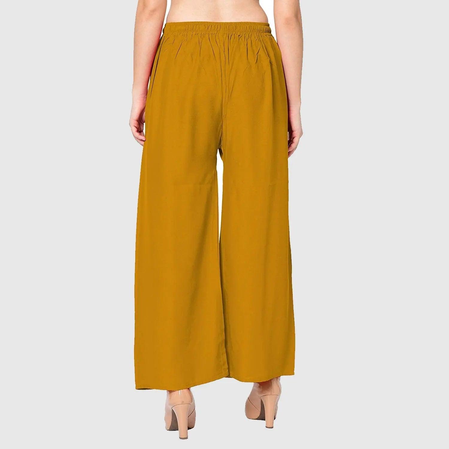 Women's Mustard Plain Rayon Palazzo