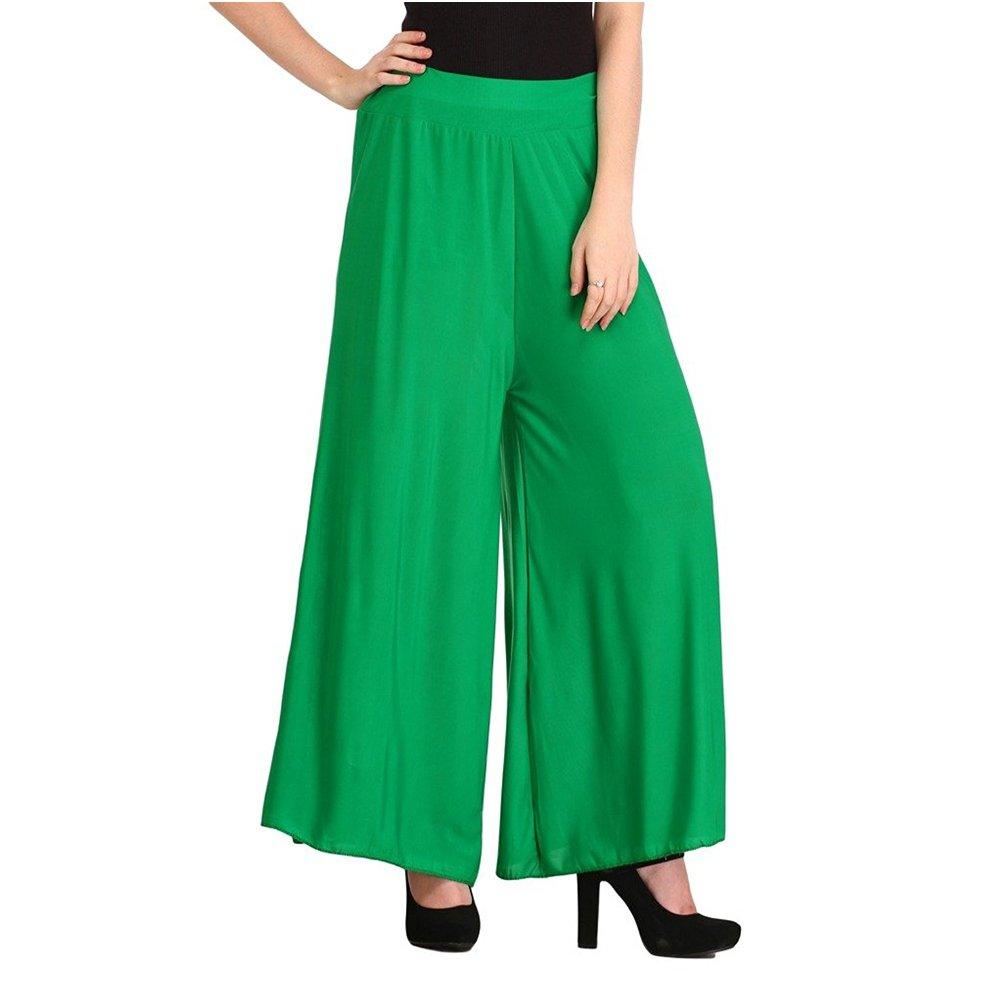 Woman's Rayon Plain Green Palazzo Default Title