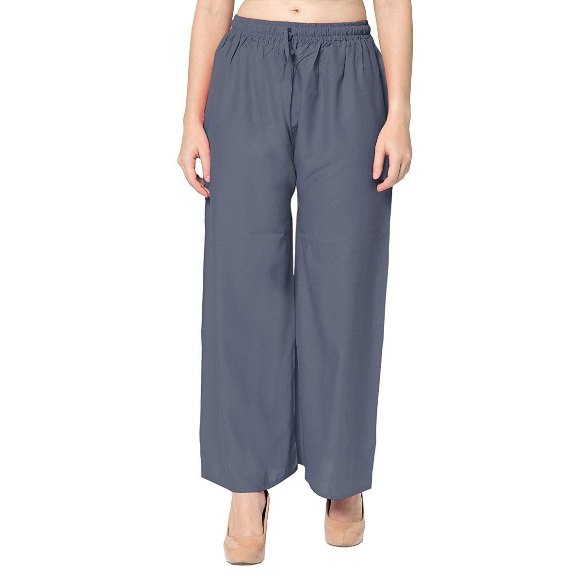 Woman's Rayon Plain Grey Palazzo Default Title