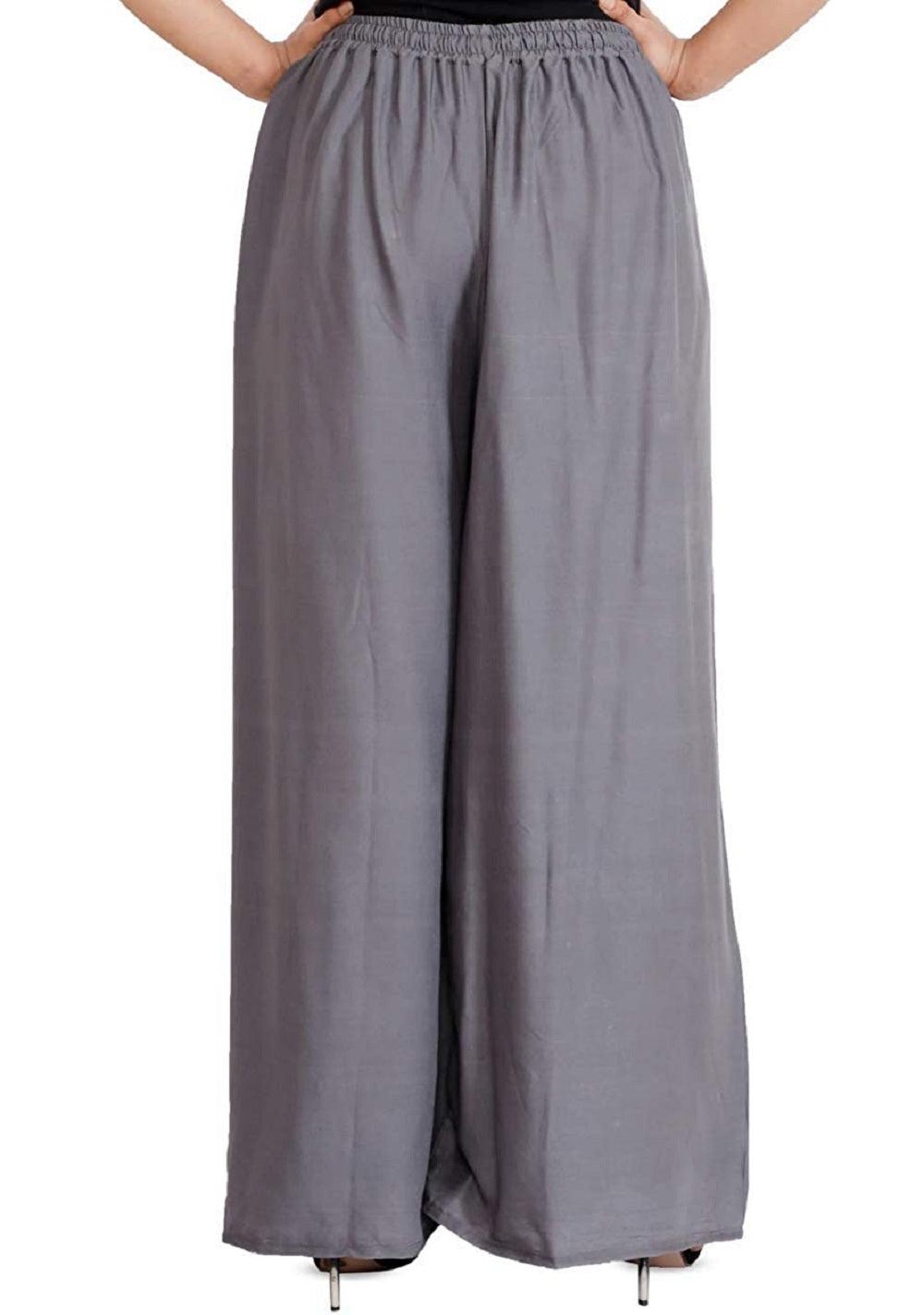 Woman's Rayon Plain Grey Palazzo
