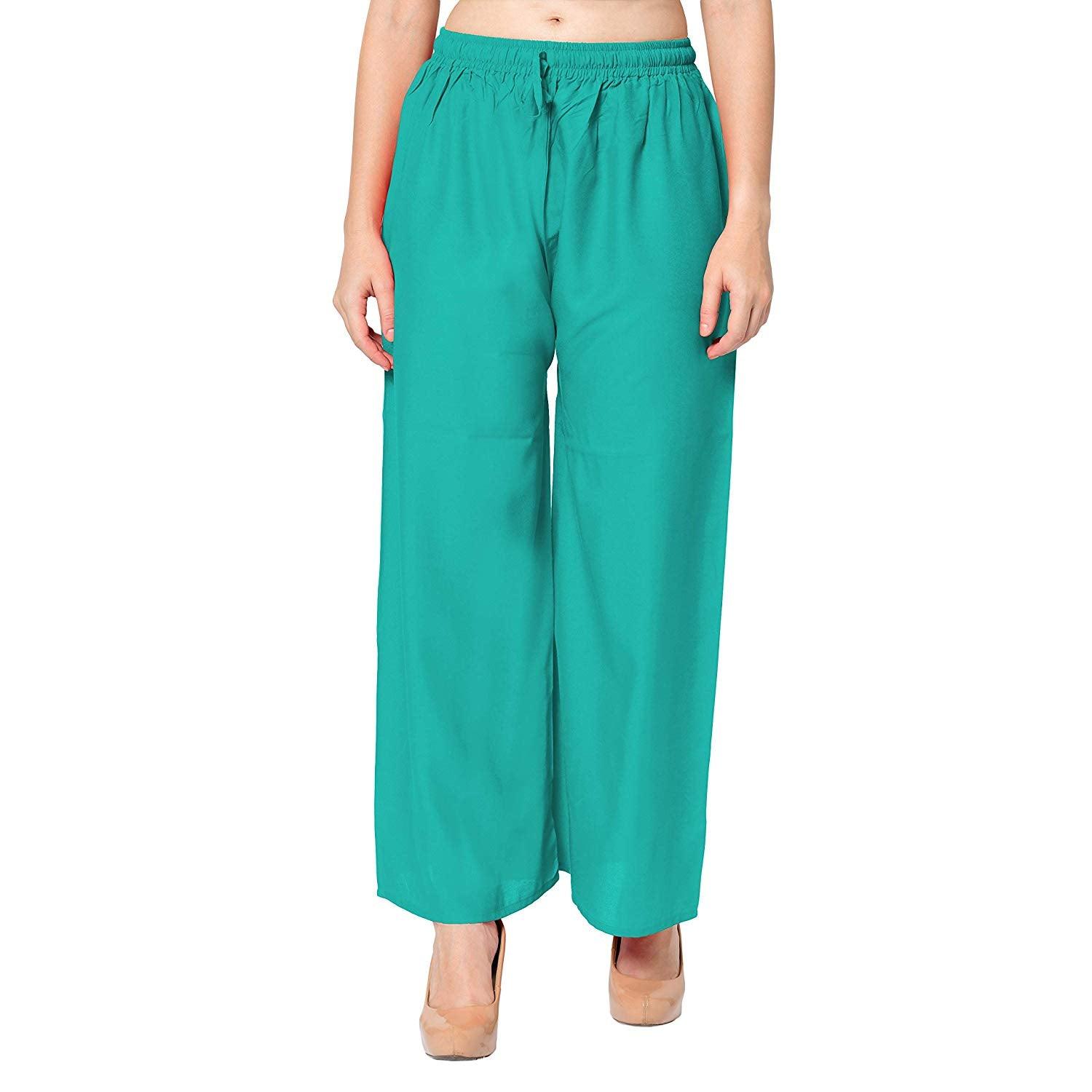 Woman's Rayon Plain Rama Green Palazzo Default Title