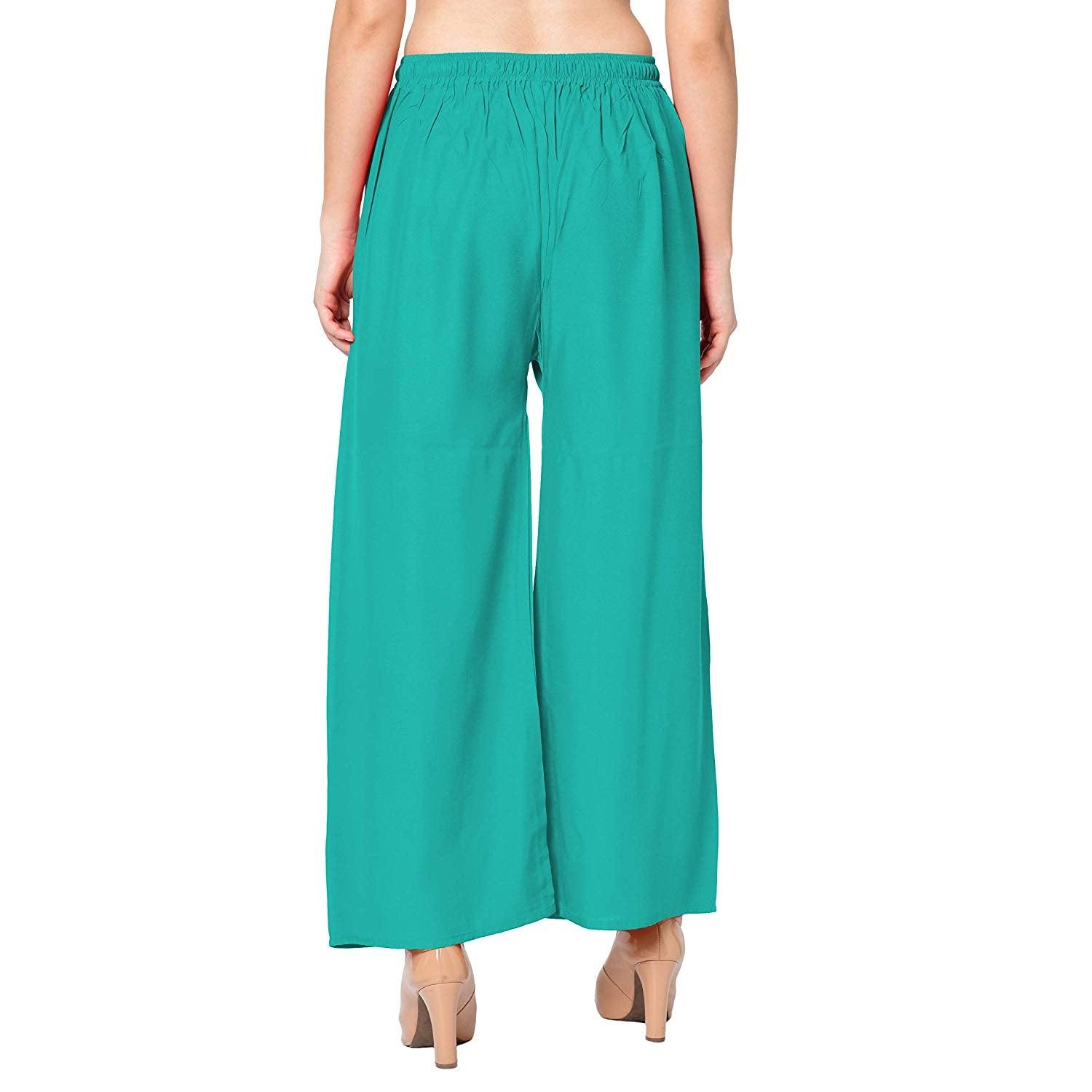Woman's Rayon Plain Rama Green Palazzo