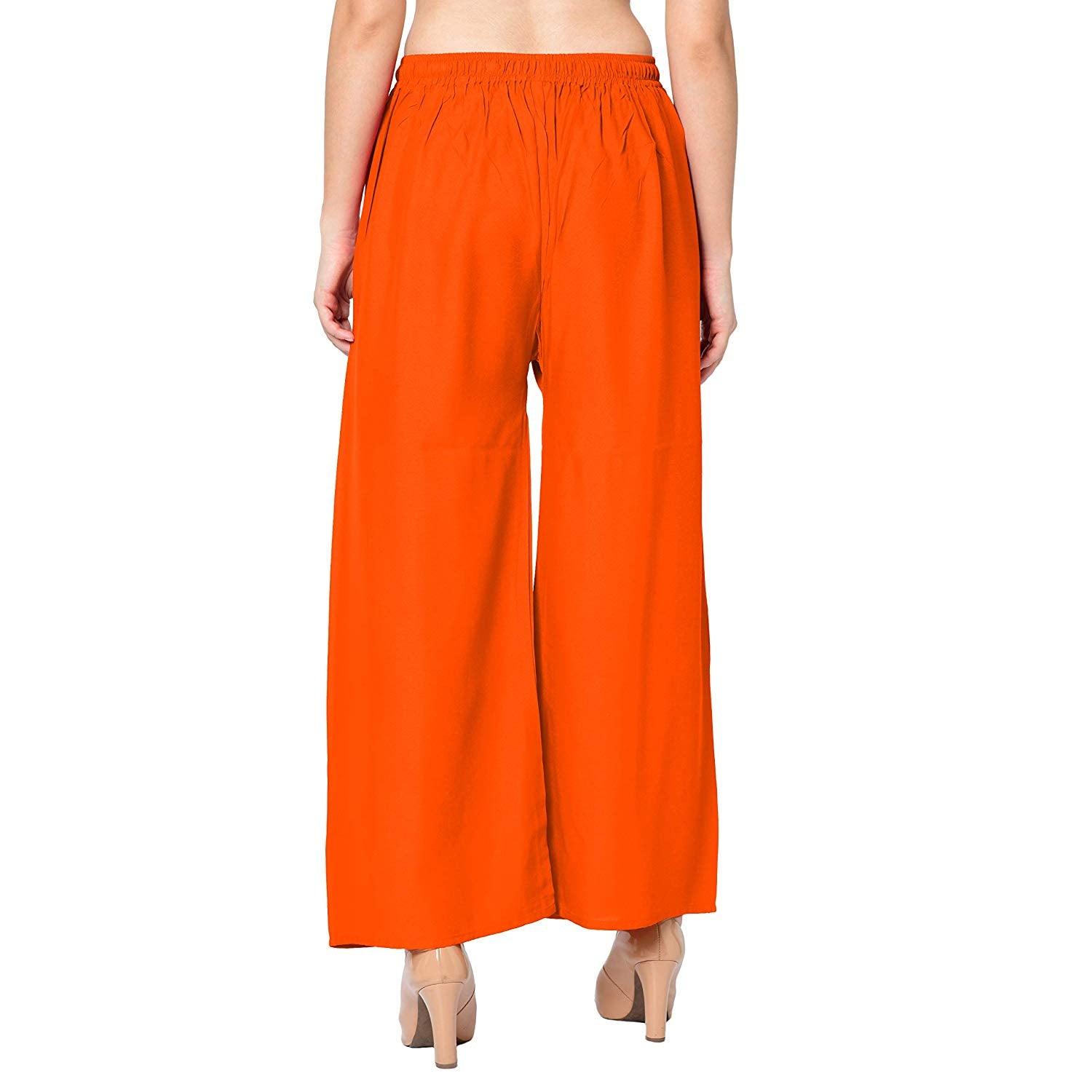 Woman's Rayon Plain Orange Palazzo