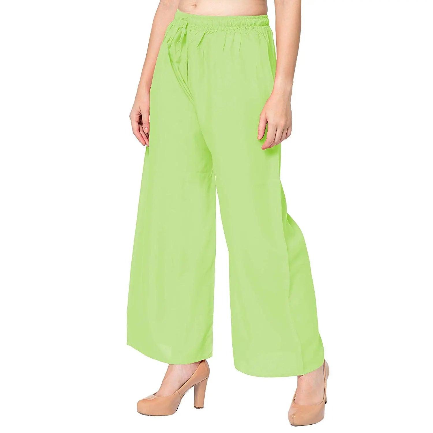 Women's Perrot Green Plain Rayon Palazzo