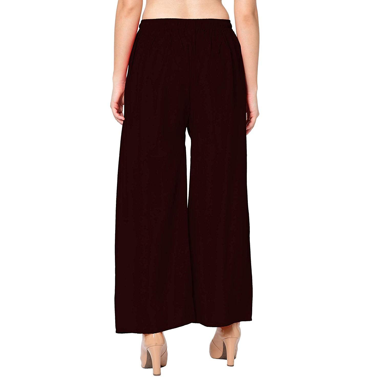 Woman's Rayon Plain Coffee Palazzo