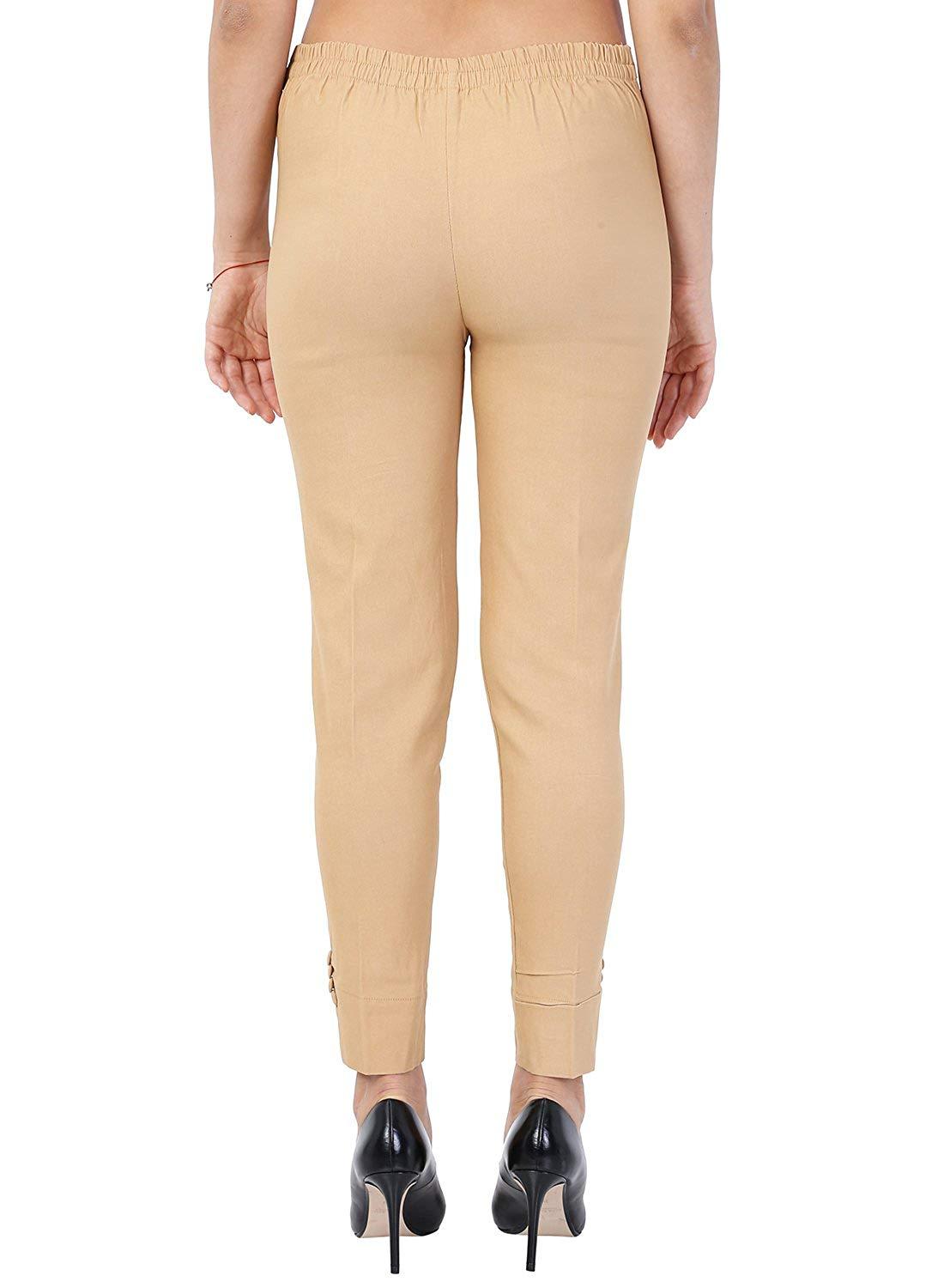 Woman's Rayon Plain Beige Palazzo