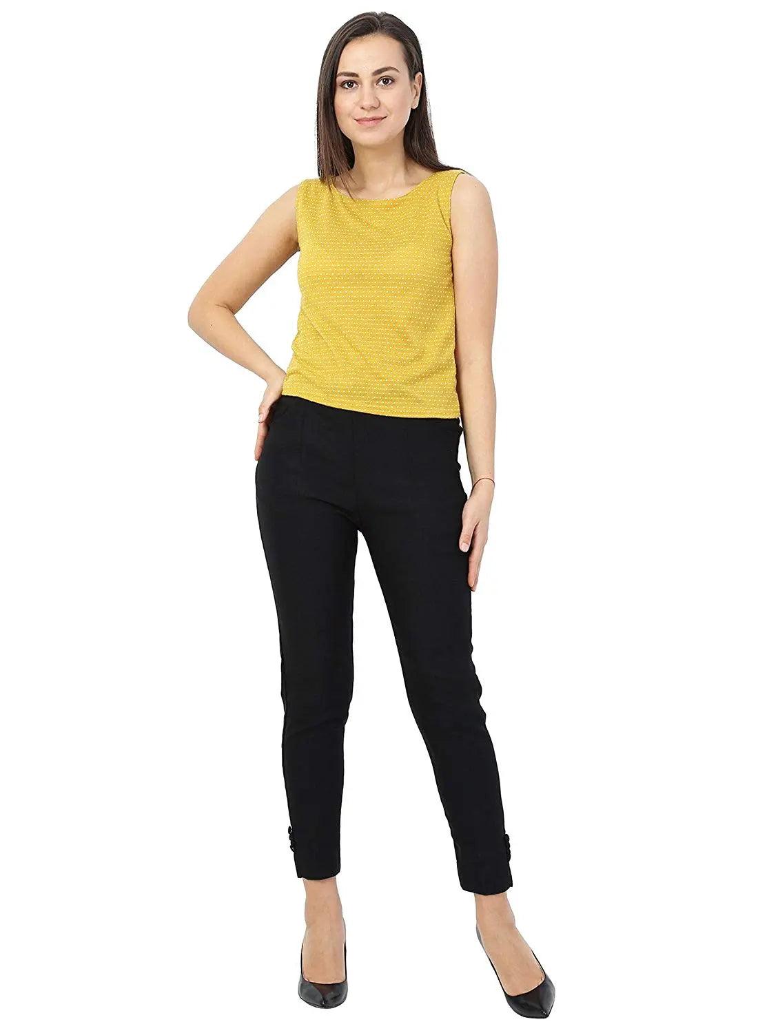 Women's Black Plain Pant Palazzo Default Title