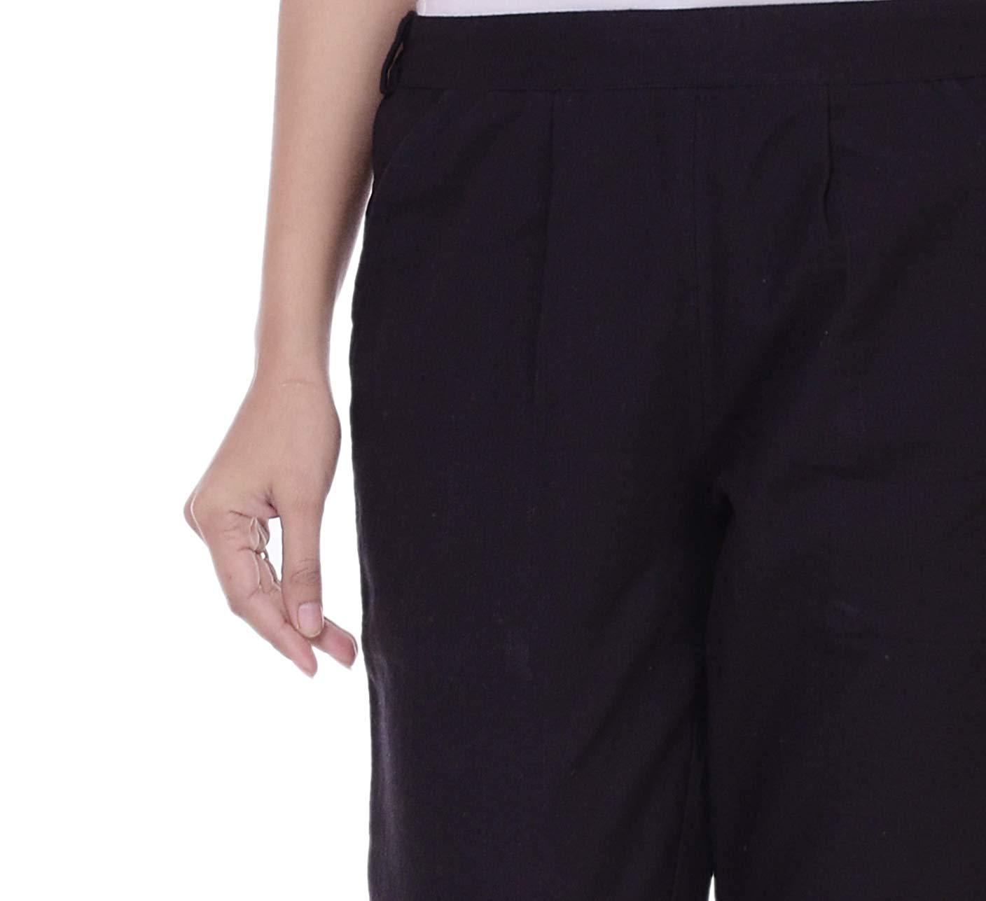 Woman's Rayon Plain Black Pant Palazzo