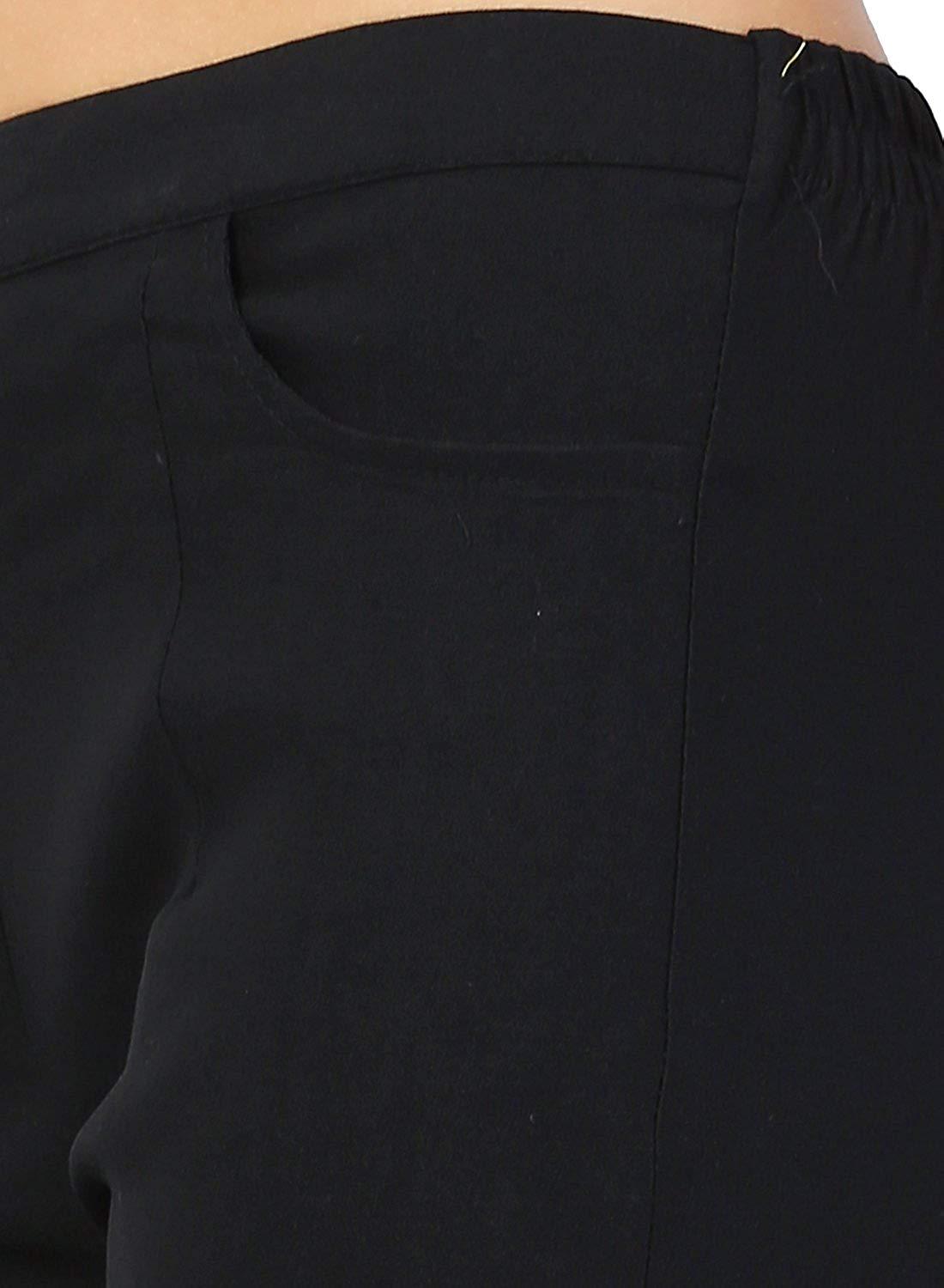 Woman's Rayon Plain Black Pant Palazzo