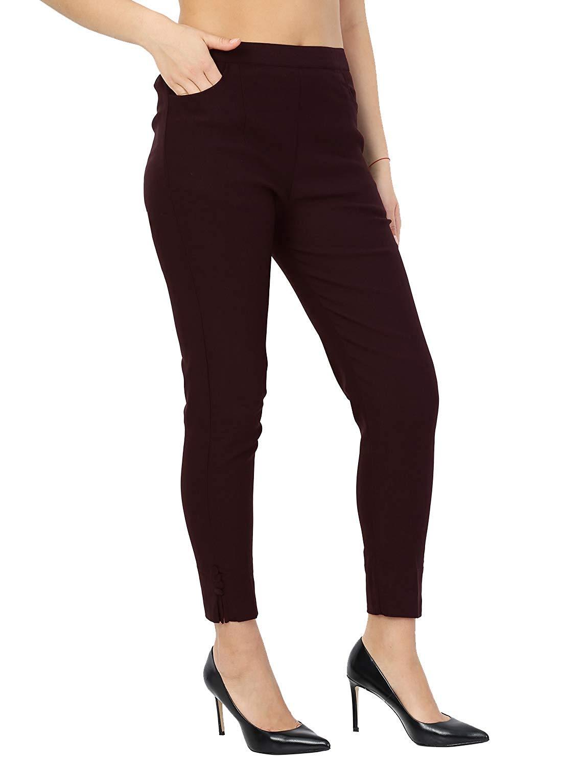 Woman's Rayon Plain Brown Pants Palazzo