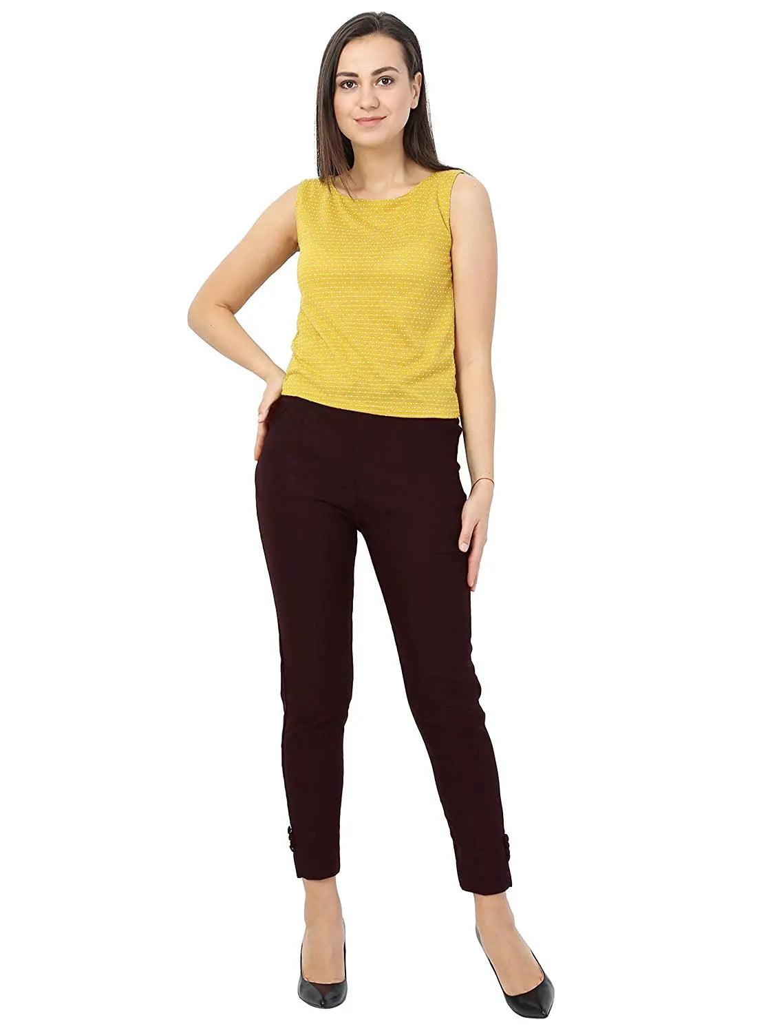 Women's Brown Plain Pant Palazzo Default Title