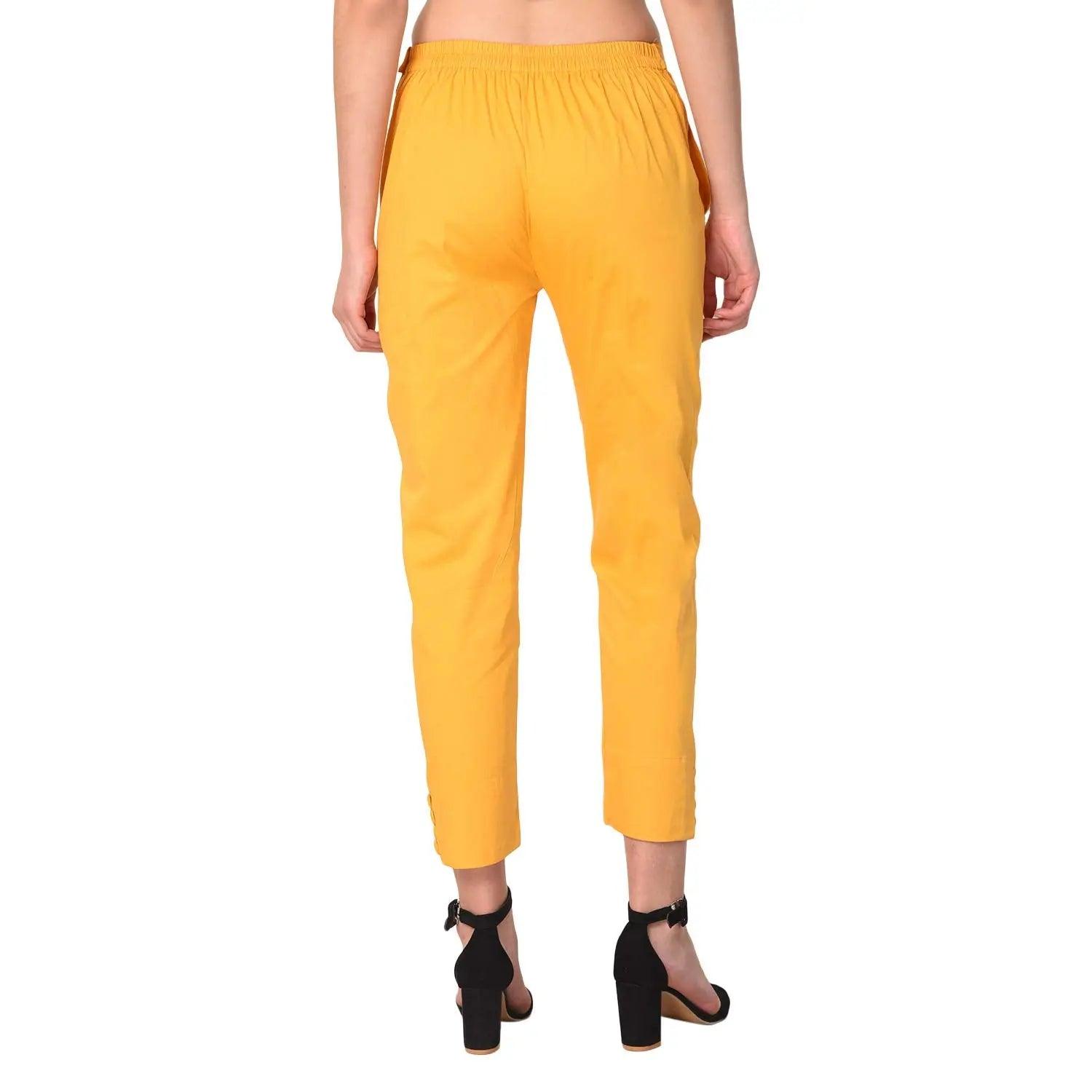 Women's Gold Plain Pant Palazzo