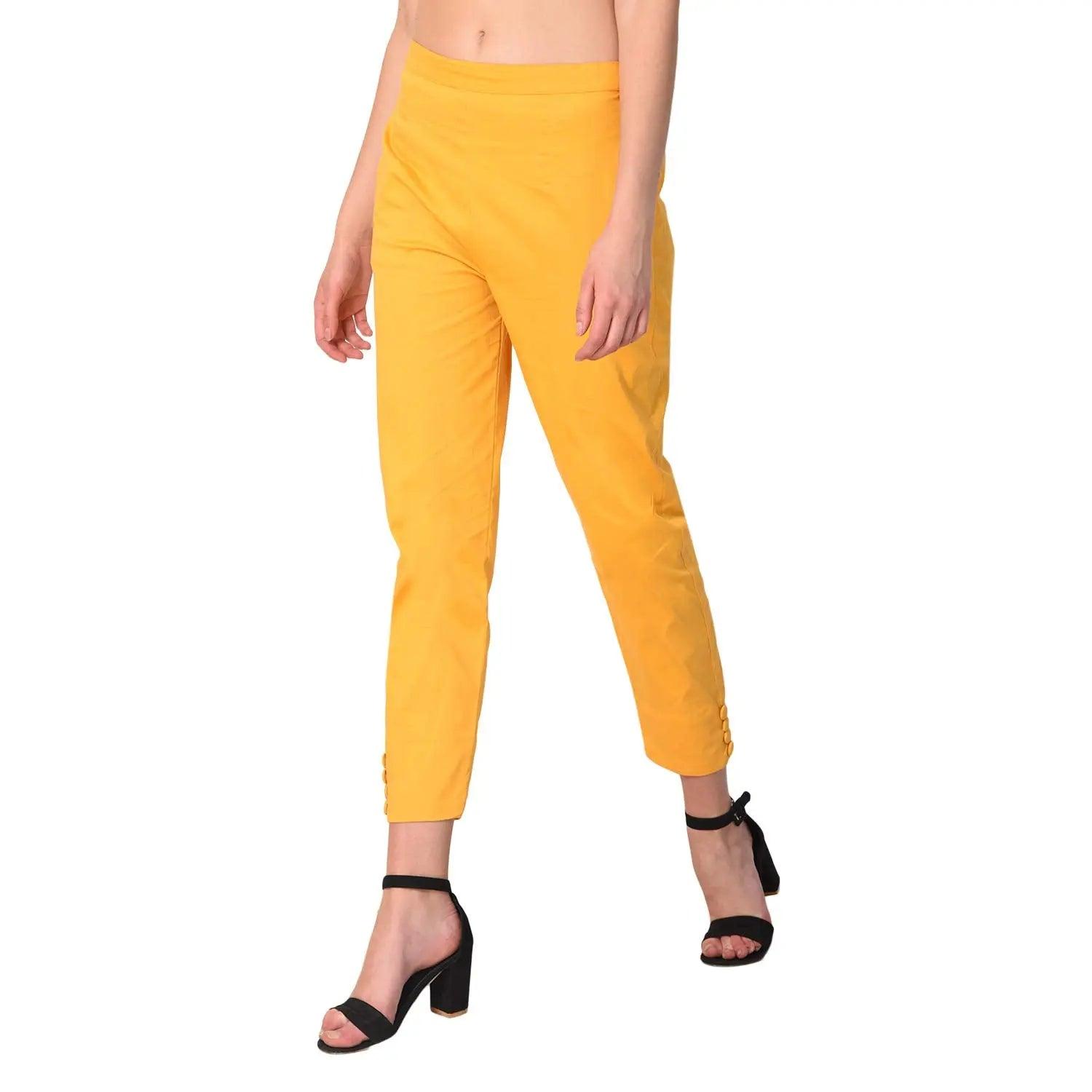 Women's Gold Plain Pant Palazzo
