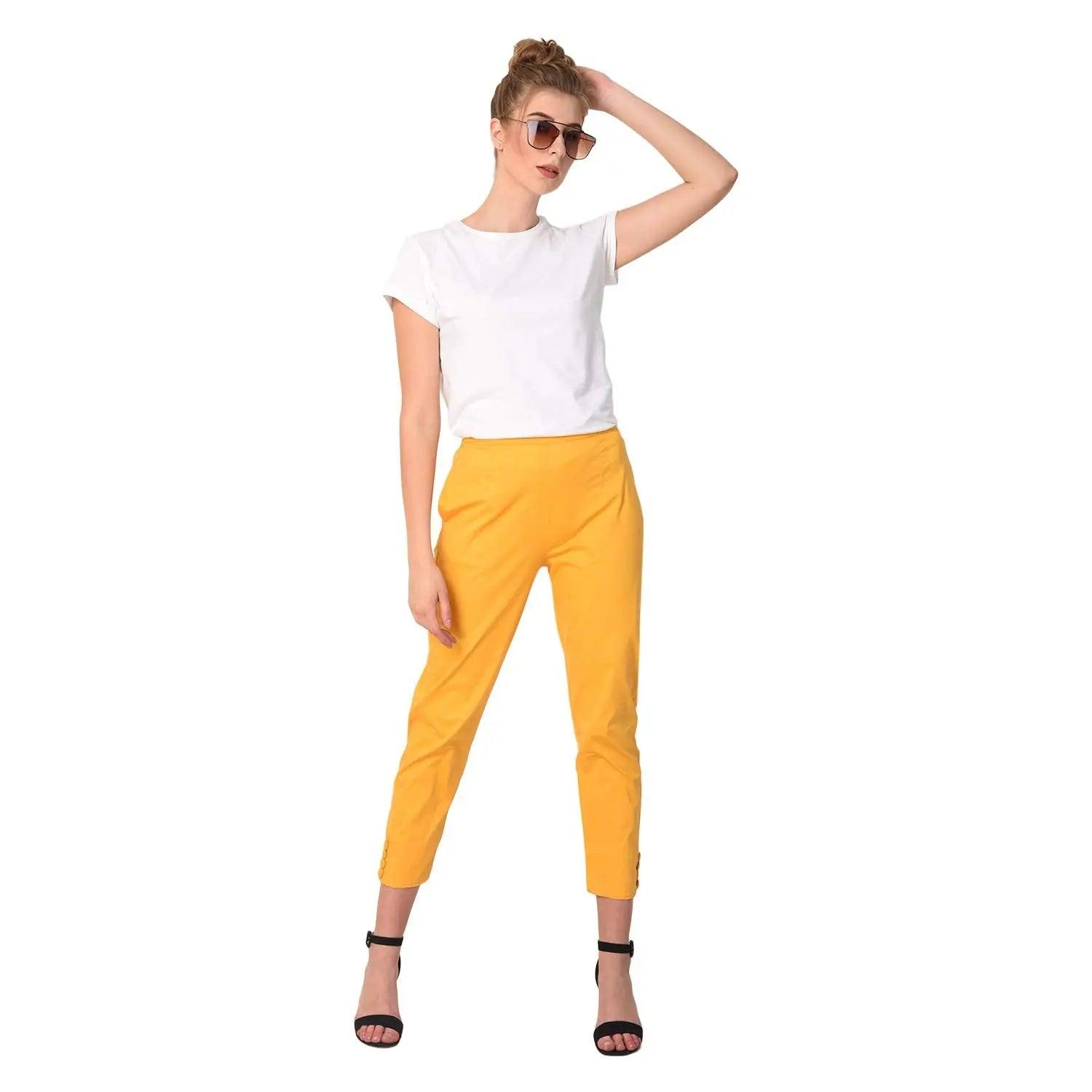 Women's Gold Plain Pant Palazzo Default Title