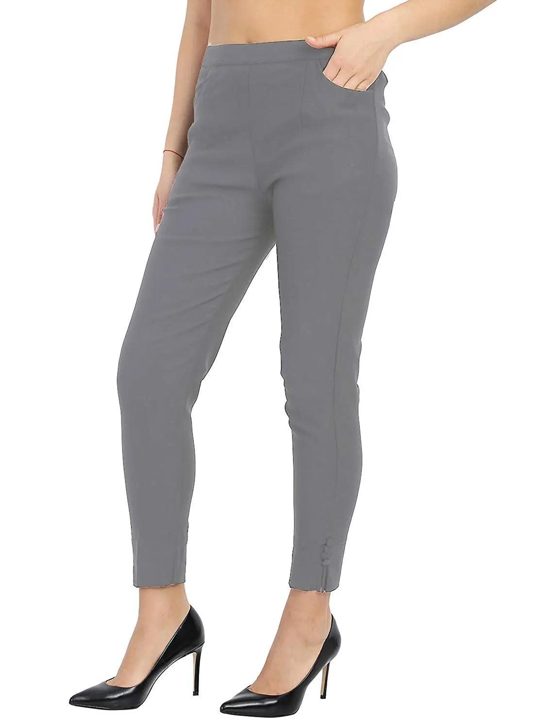 Women's Grey Plain Pant Palazzo