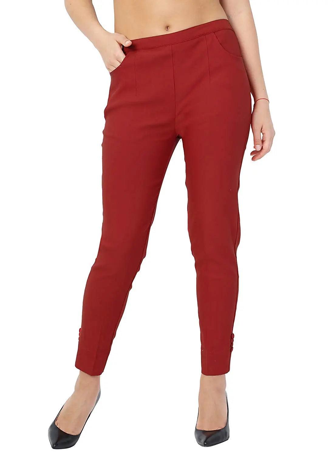 Women's Maroon Plain Pant Palazzo