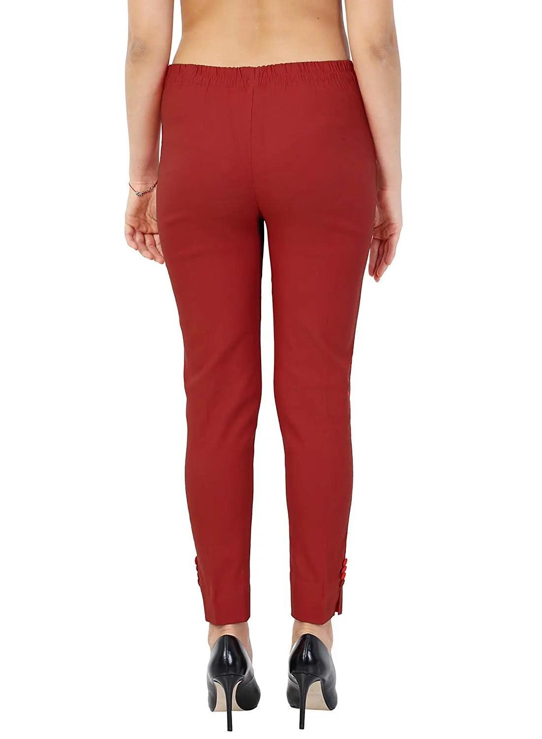 Women's Maroon Plain Pant Palazzo