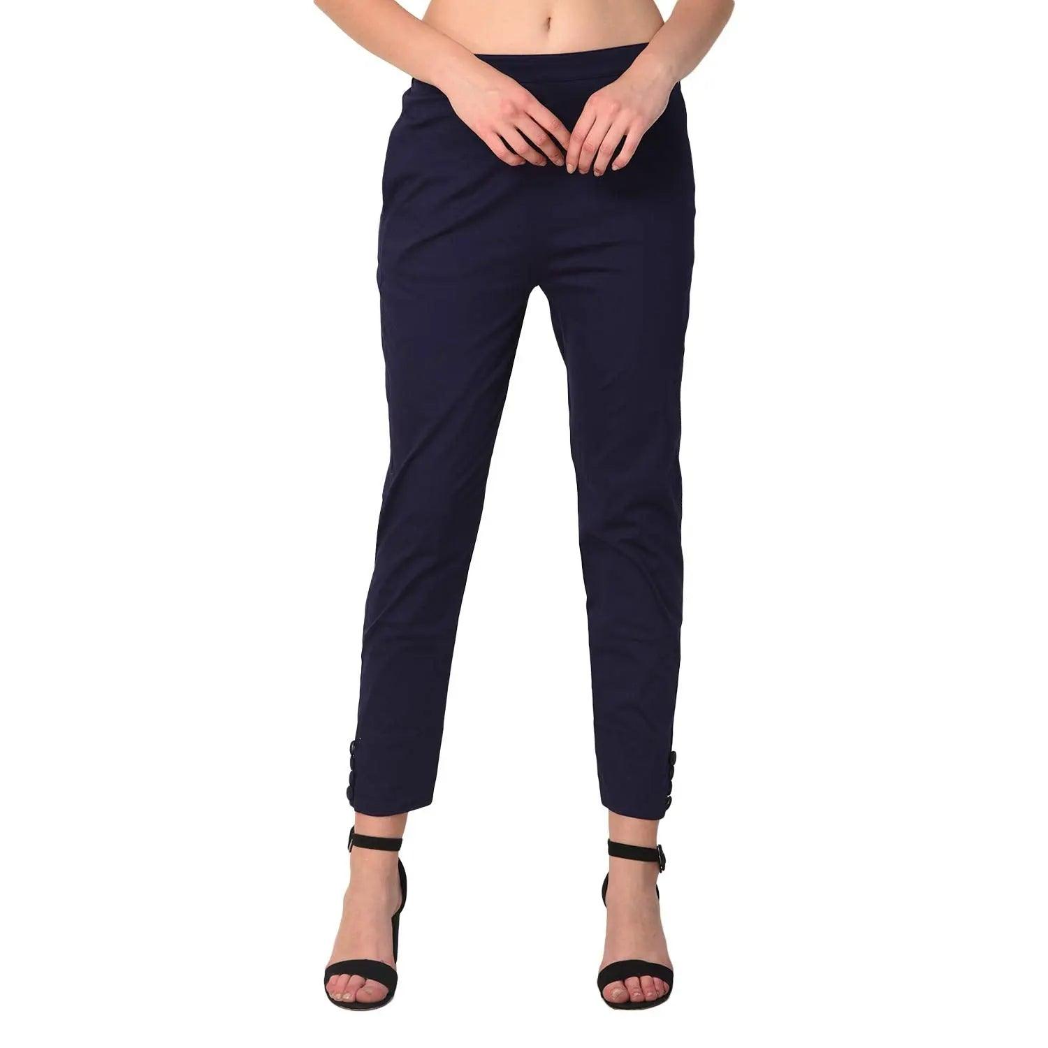 Women's Navy Plain Pant Palazzoa