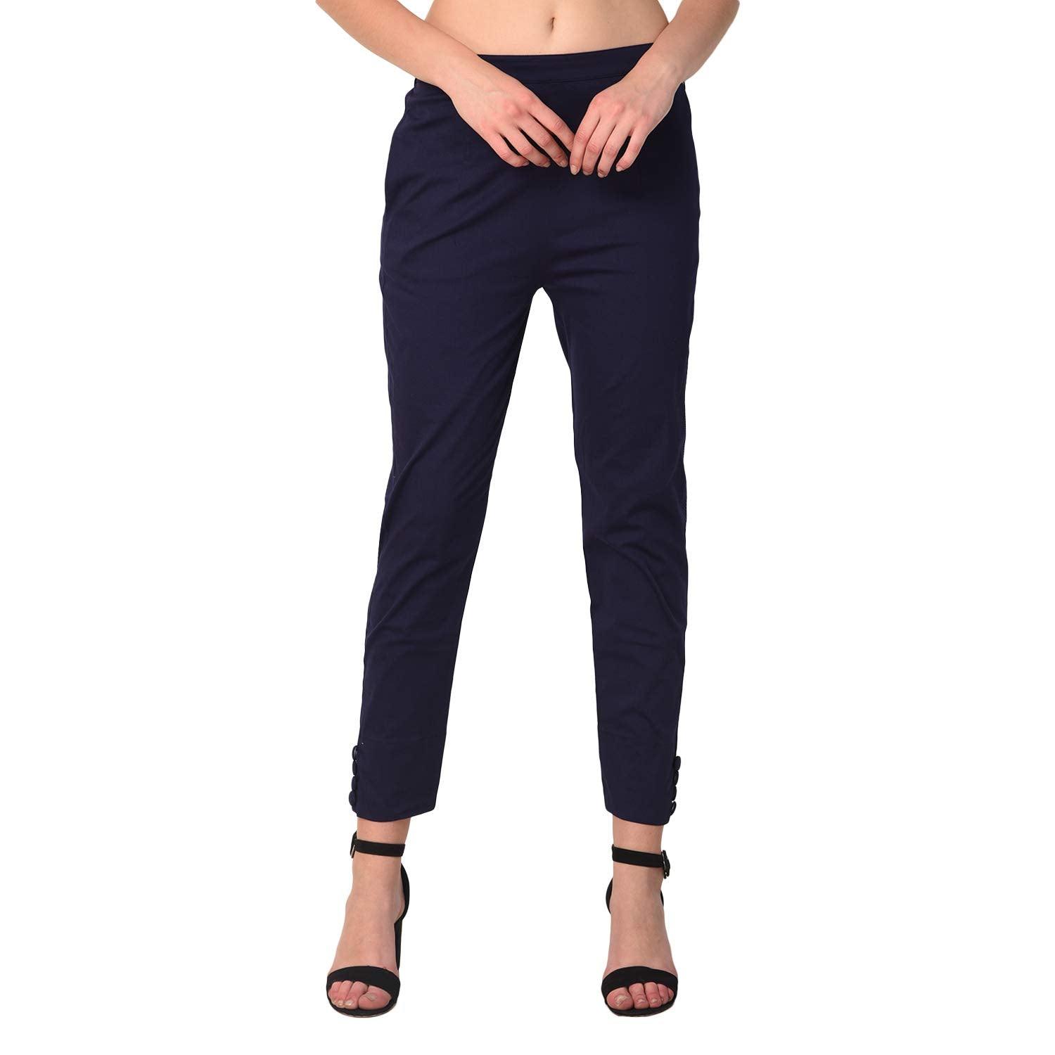 Woman's Rayon Plain Navy Blue Pant Palazzo