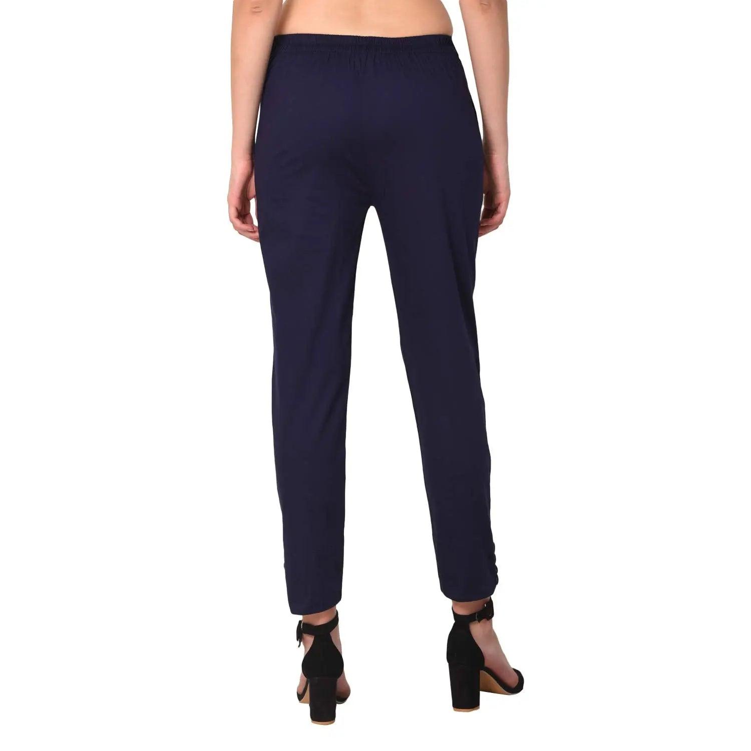 Women's Navy Plain Pant Palazzoa