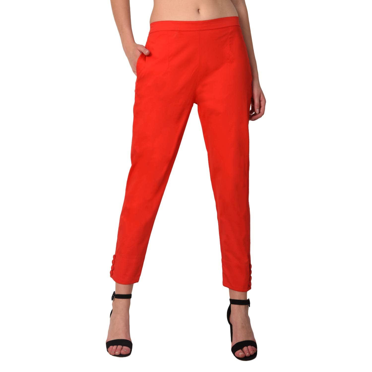 Woman's Rayon Plain Orange Pant Palazzo