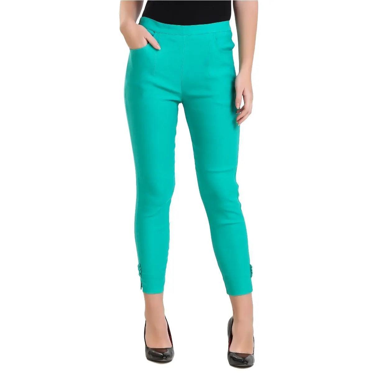 Women's Rama Green Plain Pant Palazzo Default Title