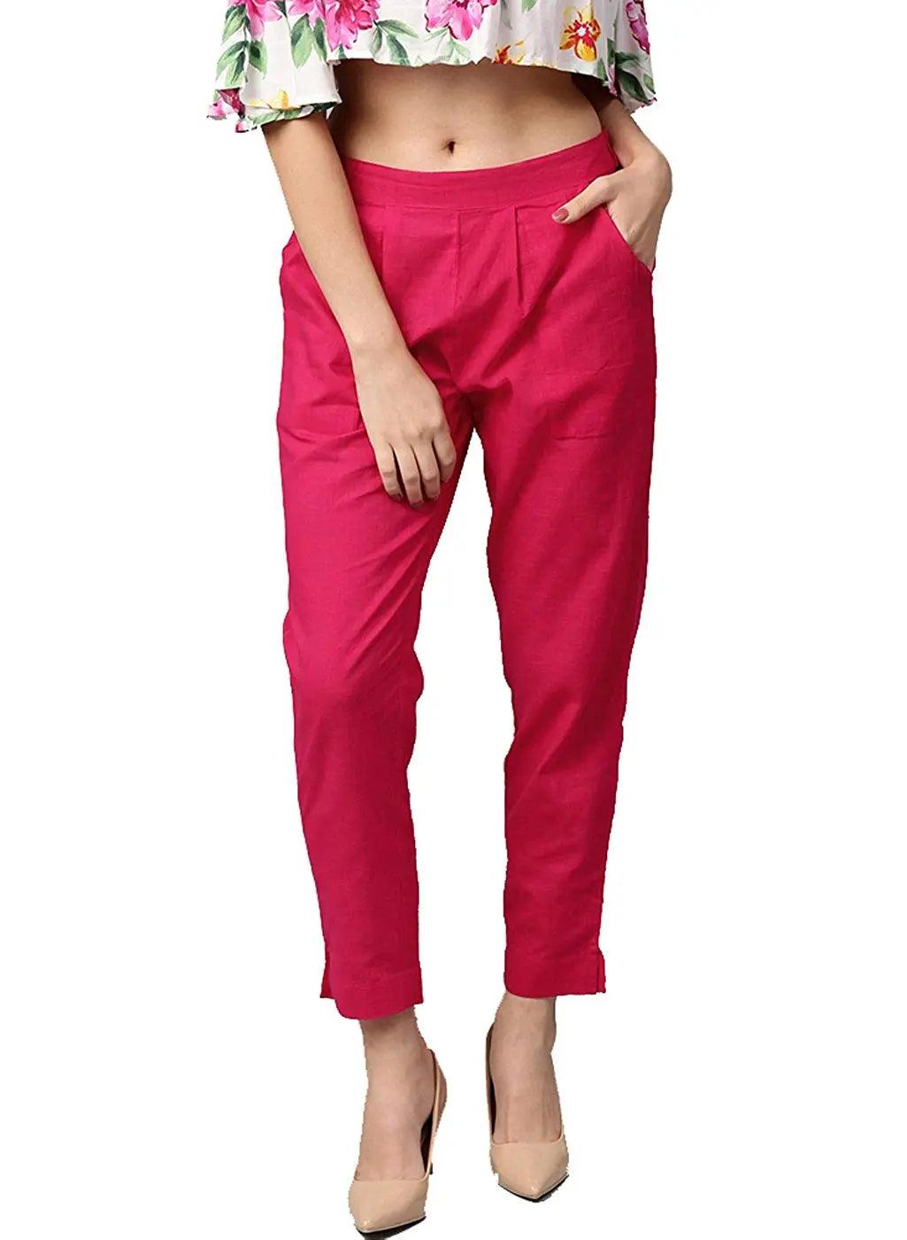 Women's Rani Pink Plain Pant Palazzo