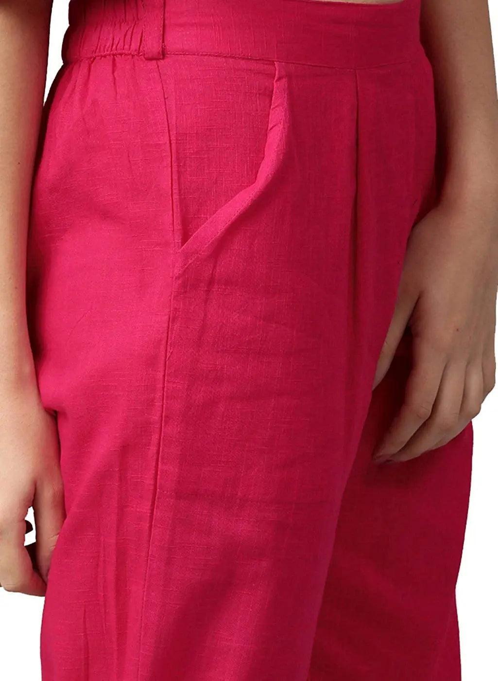 Women's Rani Pink Plain Pant Palazzo