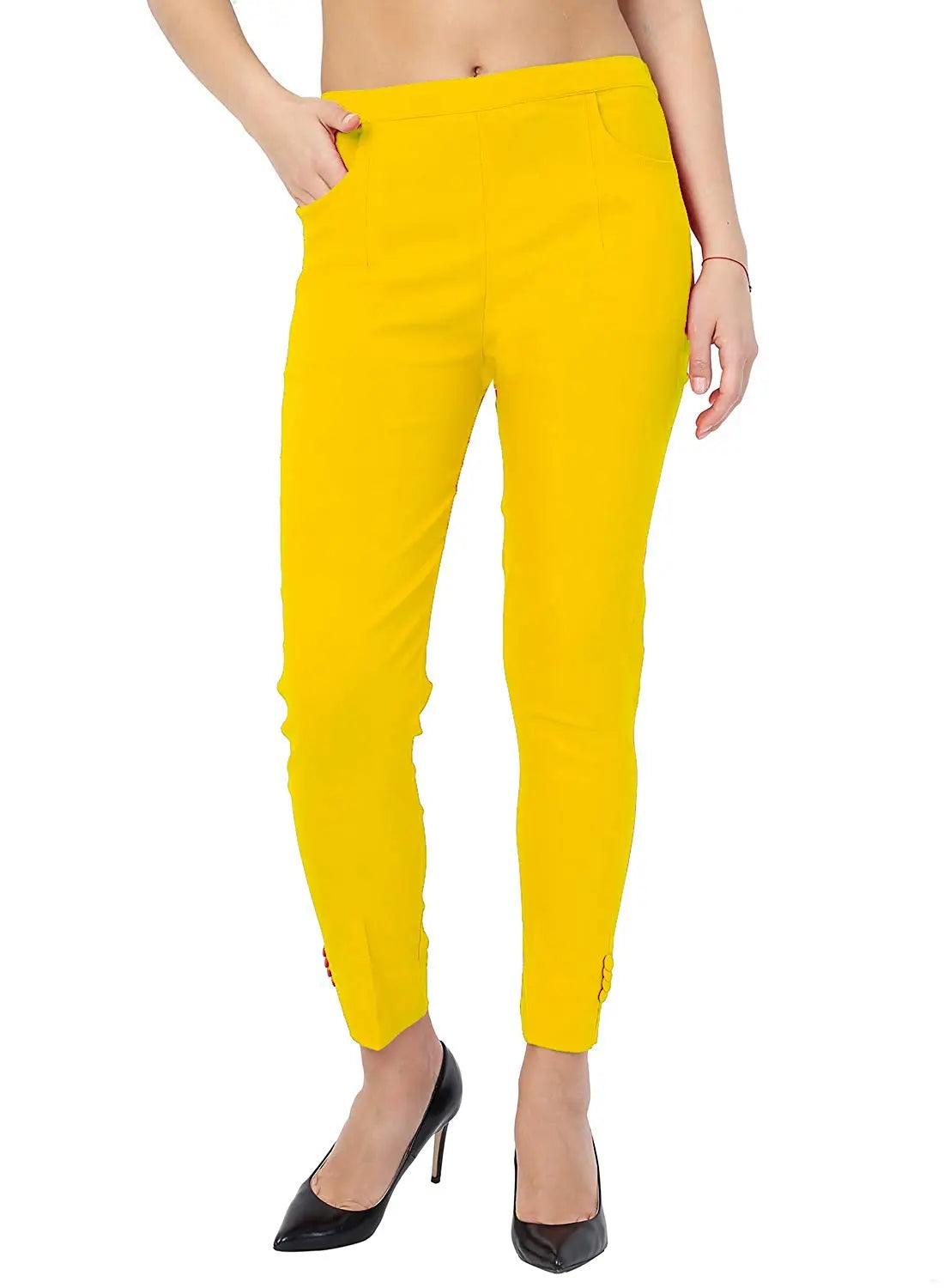 Women's Yellow Plain Pant Palazzo Default Title