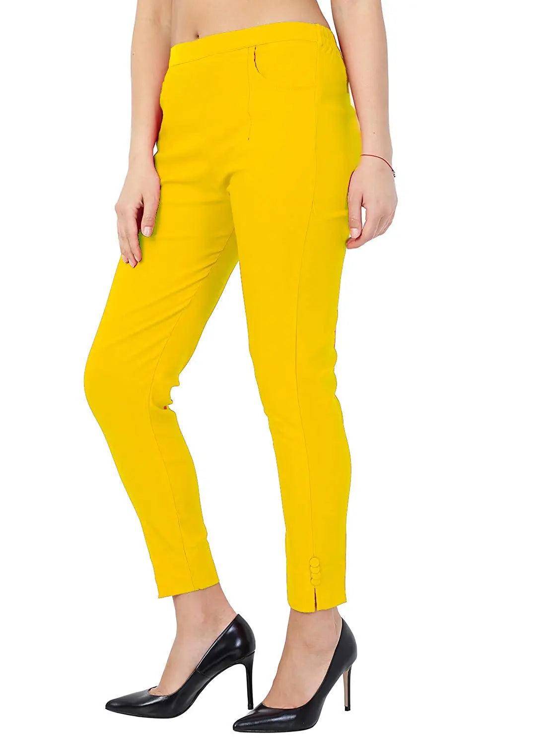 Women's Yellow Plain Pant Palazzo