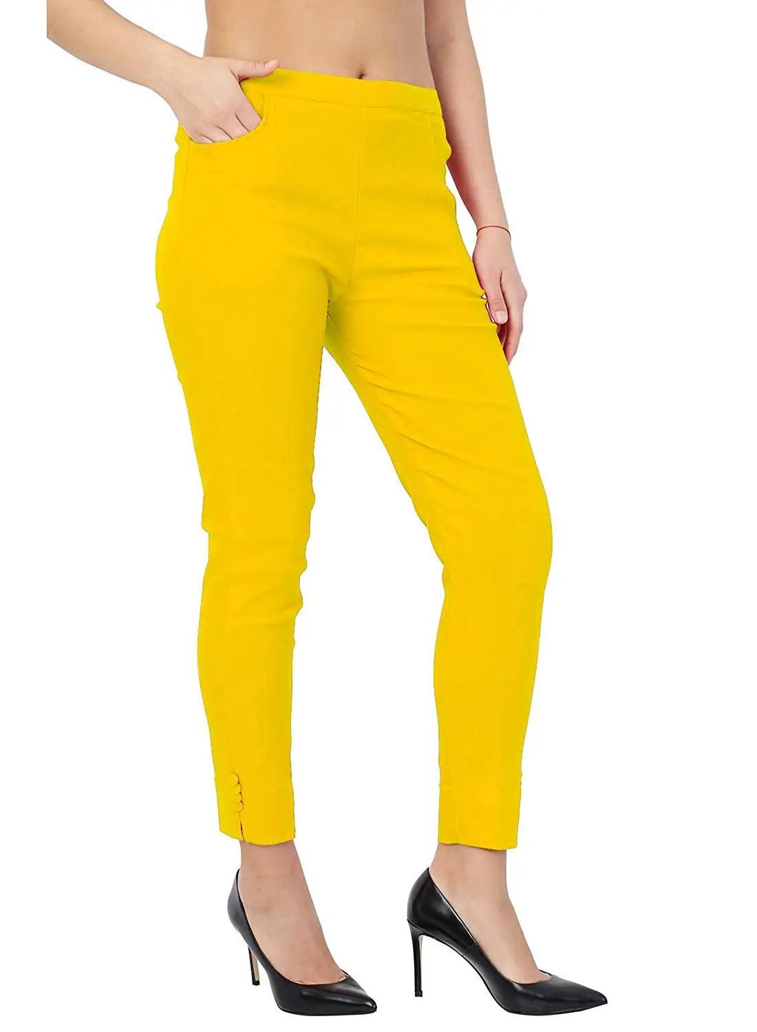 Women's Yellow Plain Pant Palazzo