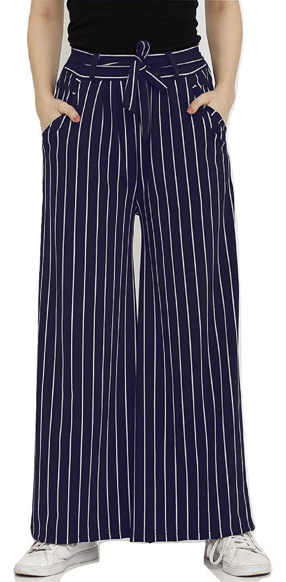 Woman's Rayon Stripe Blue Palazzo Default Title