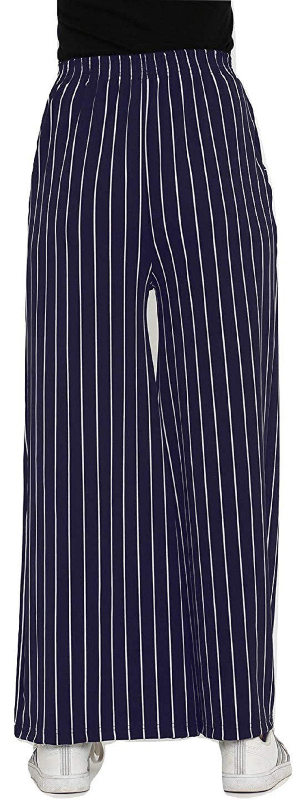 Woman's Rayon Stripe Blue Palazzo
