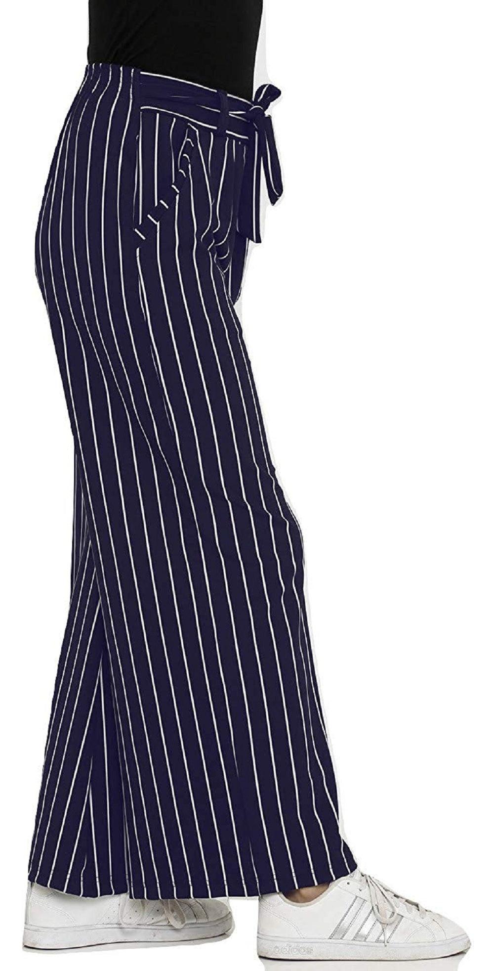 Woman's Rayon Stripe Blue Palazzo