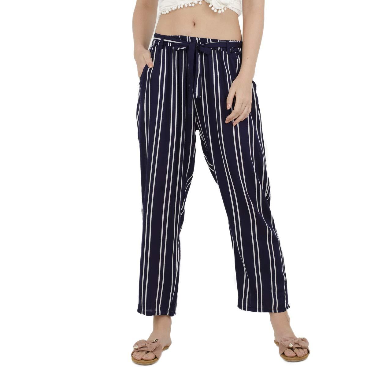 Woman's Rayon Stripe Blue Palazzo Default Title