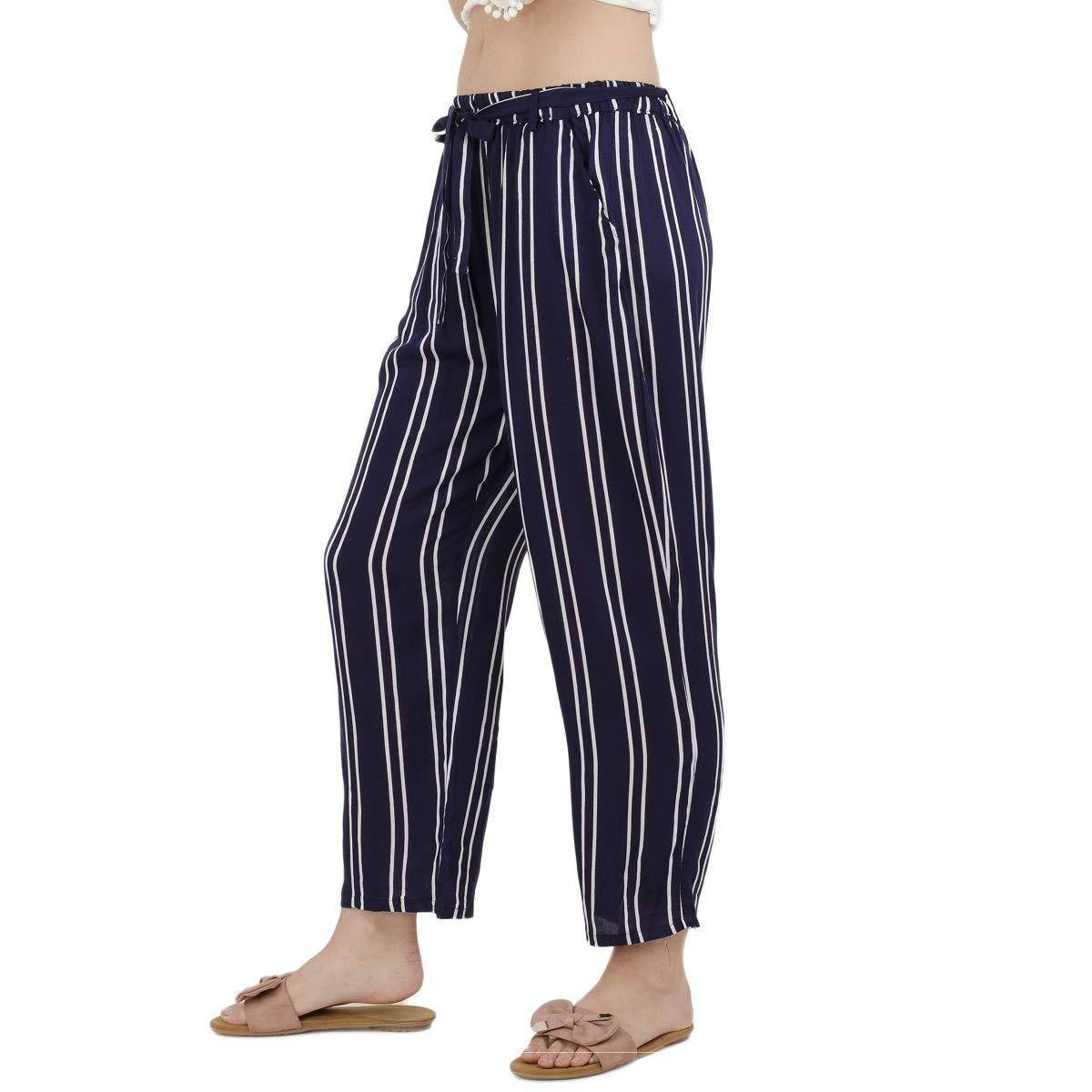 Woman's Rayon Stripe Blue Palazzo