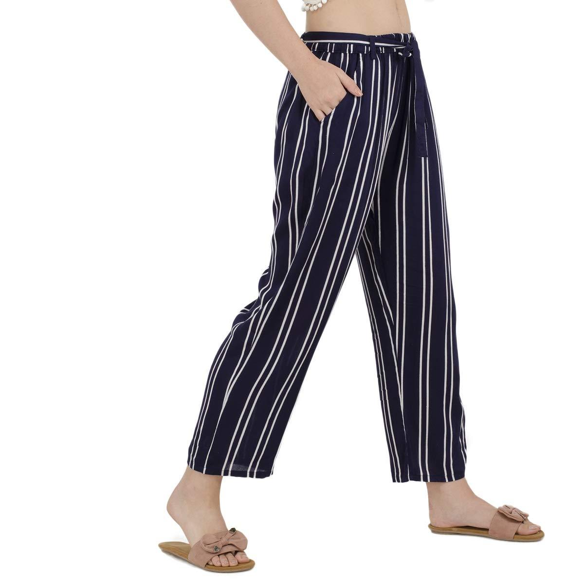 Woman's Rayon Stripe Blue Palazzo