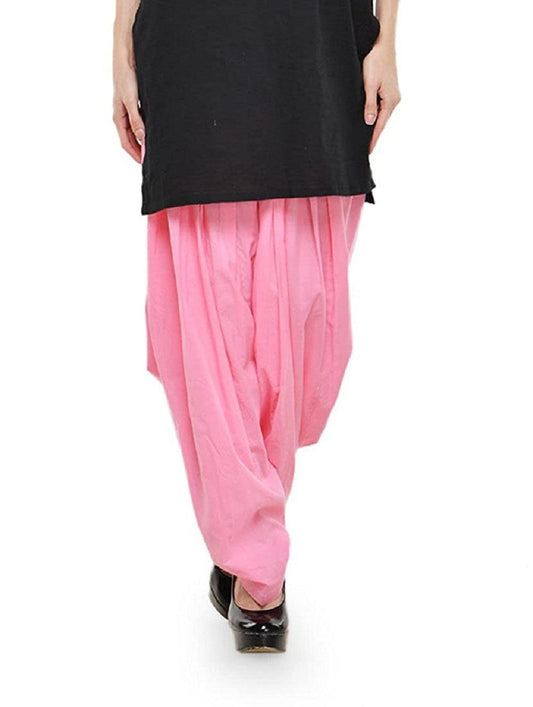 Trendzmy Cotton Solid Patiala Baby Pink Salwar Default Title